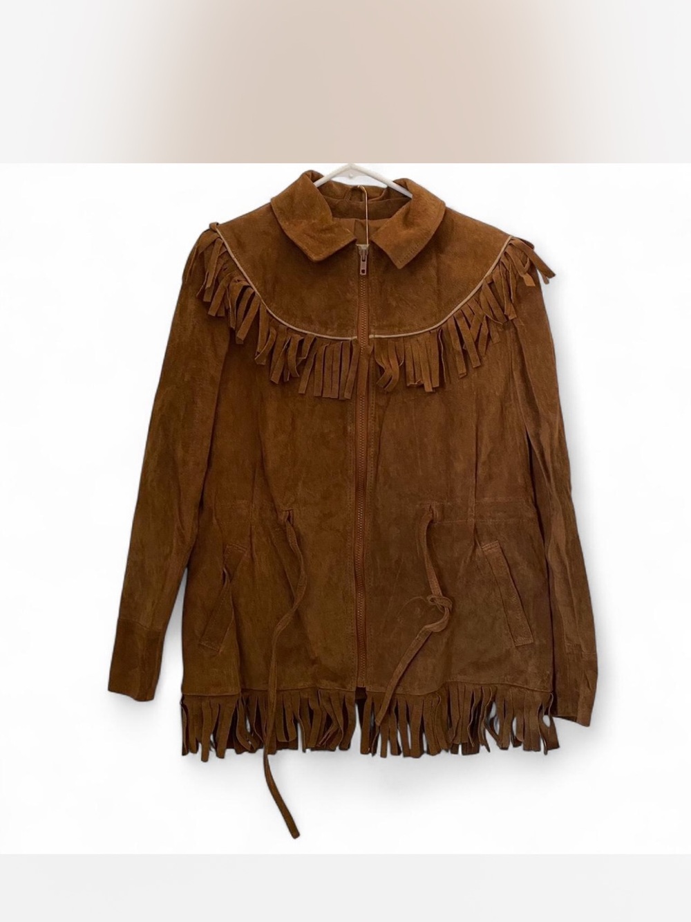 Vintage Brown Suede Fringe Jacket - Women size 14